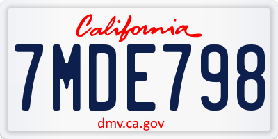 CA license plate 7MDE798
