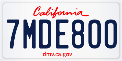 CA license plate 7MDE800