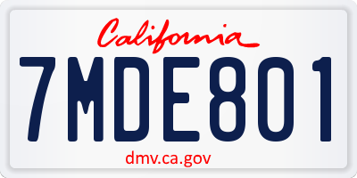 CA license plate 7MDE801