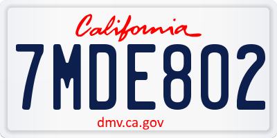 CA license plate 7MDE802