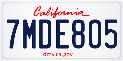 CA license plate 7MDE805