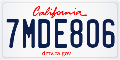 CA license plate 7MDE806