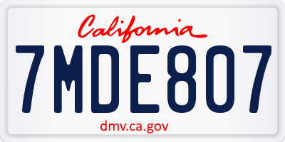 CA license plate 7MDE807