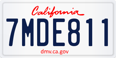 CA license plate 7MDE811