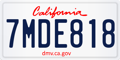 CA license plate 7MDE818