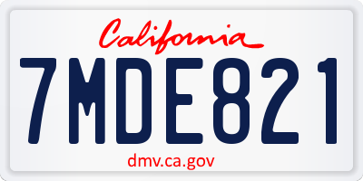 CA license plate 7MDE821