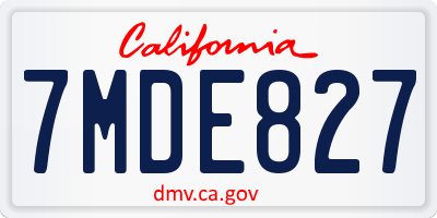 CA license plate 7MDE827