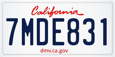 CA license plate 7MDE831