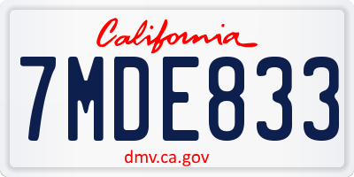 CA license plate 7MDE833