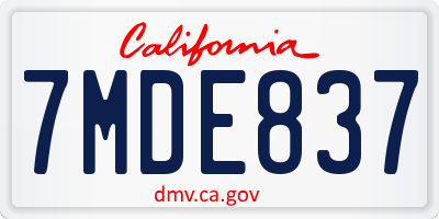 CA license plate 7MDE837