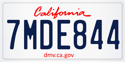 CA license plate 7MDE844