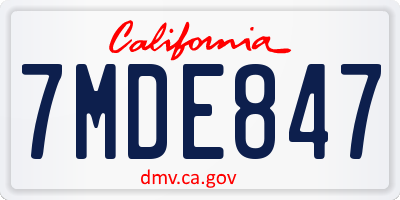 CA license plate 7MDE847