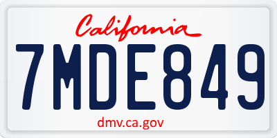 CA license plate 7MDE849