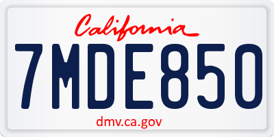 CA license plate 7MDE850