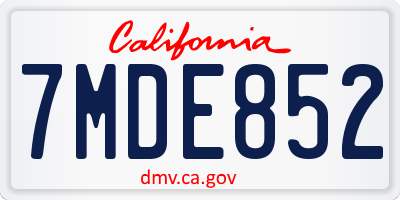 CA license plate 7MDE852