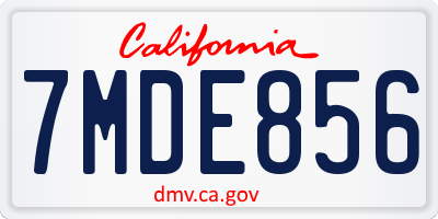 CA license plate 7MDE856