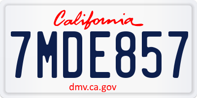 CA license plate 7MDE857