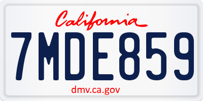 CA license plate 7MDE859