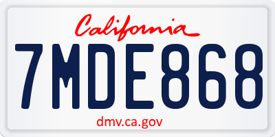 CA license plate 7MDE868