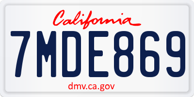 CA license plate 7MDE869
