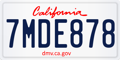 CA license plate 7MDE878