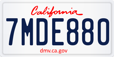 CA license plate 7MDE880