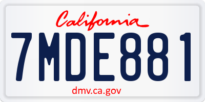 CA license plate 7MDE881