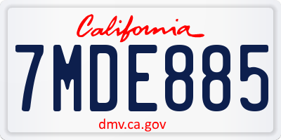 CA license plate 7MDE885