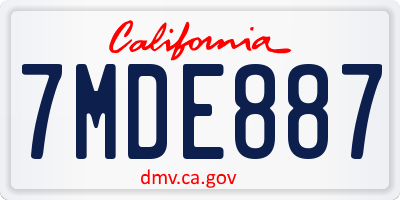 CA license plate 7MDE887