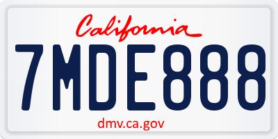 CA license plate 7MDE888