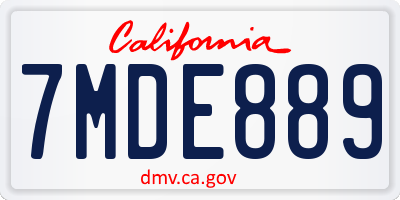 CA license plate 7MDE889