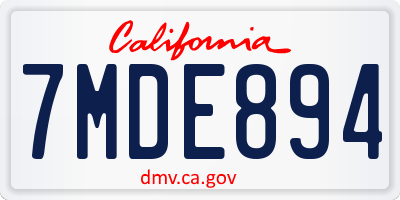 CA license plate 7MDE894