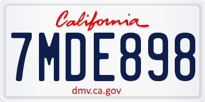 CA license plate 7MDE898