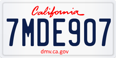 CA license plate 7MDE907