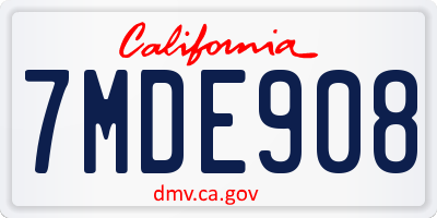 CA license plate 7MDE908