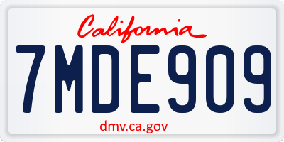 CA license plate 7MDE909