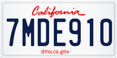 CA license plate 7MDE910