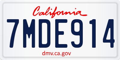 CA license plate 7MDE914