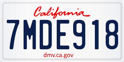 CA license plate 7MDE918