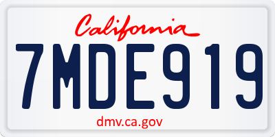 CA license plate 7MDE919