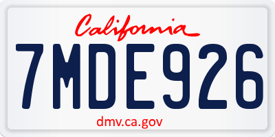 CA license plate 7MDE926