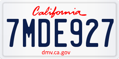 CA license plate 7MDE927