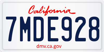 CA license plate 7MDE928