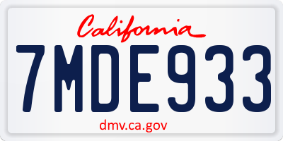 CA license plate 7MDE933