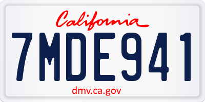 CA license plate 7MDE941