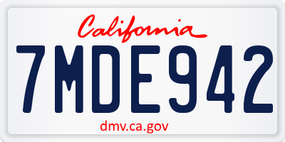 CA license plate 7MDE942