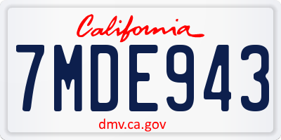 CA license plate 7MDE943