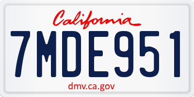 CA license plate 7MDE951
