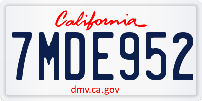 CA license plate 7MDE952