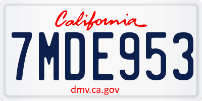 CA license plate 7MDE953